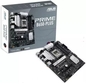 Материнская плата ATX ASUS PRIME B650-PLUS (AM5, AMD B650, 4*DDR5 (6400), 4*SATA 6G RAID, 2*M.2, 4*PCIE, 2.5Glan, HDMI, DP, USB Type-C, 5*USB 3.2)