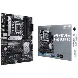 Материнская плата ATX ASUS PRIME B660-PLUS D4 (LGA1700, B660, 4*DDR4(5333), 4*SATA 6G RAID, 3*M.2, 4*PCIE, 7.1CH, 2.5Glan, USB Type-C, 3*USB 3.2, 2*US
