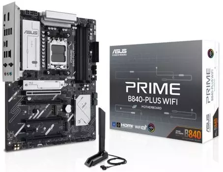 Материнская плата ATX ASUS PRIME B840-PLUS WIFI 90MB1IZ0-M0EAY0 (AM5, AMD B840, 4*DDR5, 4*SATA, 3*M.2, WiFi, BT, 3*USB 3.2, 4*USB 2.0, USB Type-C, 5*P