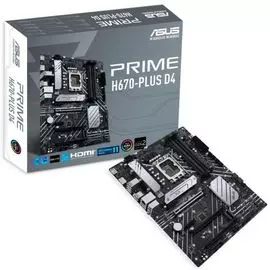 Материнская плата ATX ASUS PRIME H670-PLUS D4 90MB18W0-M1EAY0 (LGA1700, H670, 4*DDR4(5066), 4*SATA 6G, 3*M.2, 5*PCIE, 7.1CH, 2.5Glan, USB Type-C, 5*US