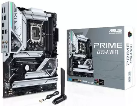 Материнская плата ATX ASUS PRIME Z790-A WIFI (LGA1700, Z790, 4*DDR5 (7200), 4*SATA 6G RAID, 4*M.2, 4*PCIE, 2.5Glan, WiFi, BT, HDMI, DP, 2*USB Type-C,
