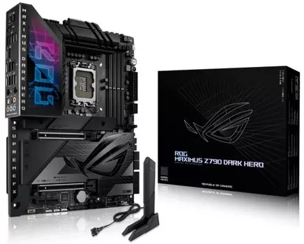 Материнская плата ATX ASUS ROG MAXIMUS Z790 DARK HERO (LGA1700, Z790, 4*DDR5 (8000), 4*SATA 6G RAID, 5*M,2, 3*PCIE, 2.5Glan, WiFi, BT, HDMI, 2*Thunder