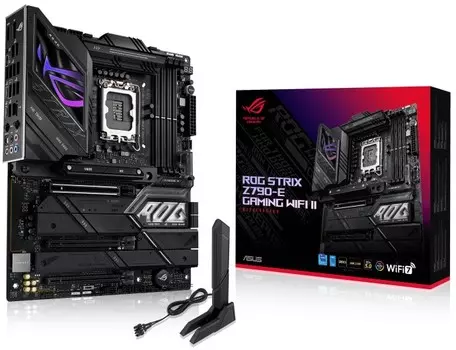 Материнская плата ATX ASUS ROG STRIX Z790-E GAMING WIFI II (LGA1700, Z790, 4*DDR5 (8000), 4*SATA 6G RAID, 5*M.2, 3*PCIE, 2.5Glan, WiFi, BT, HDMI, DP,