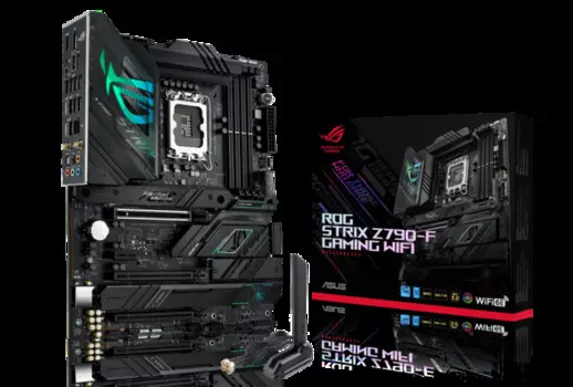Материнская плата ATX ASUS ROG STRIX Z790-F GAMING WIFI (LGA1700, Z790, 4*DDR5 (7800), 4*SATA 6G RAID, 4*M.2, 4*PCIE, 2.5Glan, WiFi, BT, HDMI, DP, 2*U