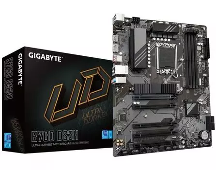 Материнская плата ATX GIGABYTE B760 DS3H (LGA1700, B760, 4*DDR5 (7600), 4*SATA 6G RAID, 2*M.2, 4*PCIE, Glan, HDMI, DP, USB Type-C, USB 3.2, USB 2.0)