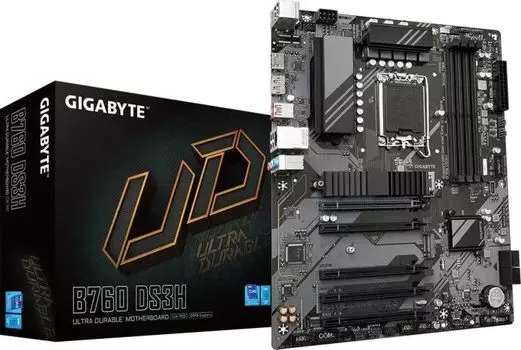 Материнская плата ATX GIGABYTE B760 DS3H (LGA1700, B760, 4*DDR5 (7600), 4*SATA, PCIe, M.2, USB 3.2, USB 2.0, Type-C, DP, HDMI)