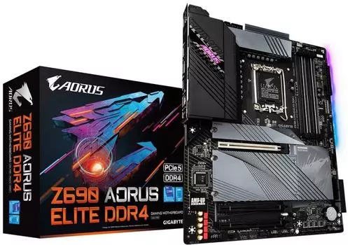 Материнская плата ATX GIGABYTE Z690 AORUS ELITE DDR4 (LGA1700, Z690, 4*DDR4(5333), 6*SATA 6G RAID, 4*M.2, 3*PCIE, 7.1CH, 2.5Glan, 5*USB 3.2, USB Type-