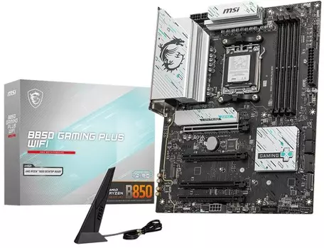 Материнская плата ATX MSI B850 GAMING PLUS WIFI (AM5, AMD B850, 4*DDR5 (7200), 4*PCIe, 3*M.2, 4*SATA, WiFi, BT, 3*USB Type-C, 6*USB 3.2, 8*USB 2.0, DP