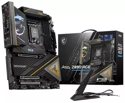 Материнская плата ATX MSI MEG Z890 ACE (LGA1851, Z890, 4*DDR5 (4800), 4*SATA 6G RAID, 5*M.2, 3*PCIe, WiFi, BT, 11*USB 3.2, 2*USB Type-C, HDMI, 2*Thund