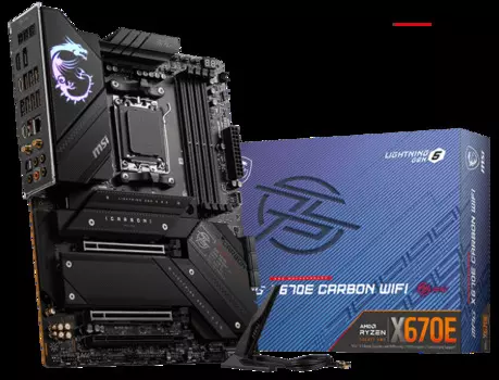 Материнская плата ATX MSI MPG X670E CARBON WIFI (AM5, AMD X670, 4*DDR5 (6600), 6*SATA 6G RAID, 4*M.2, 3*PCIE, 2.5Glan, WiFi, BT, HDMI, DP, 2*USB Type-