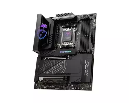 Материнская плата ATX MSI MPG X870E CARBON WIFI (AM5, AMD X870E, 4*DDR5 (8200), 4*SATA 6G RAID, 4*M.2, 3*PCIE, WiFi, BT, 6*USB 3.2 Gen2, 3*USB 3.2 Gen