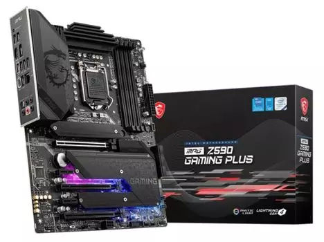 Материнская плата ATX MSI MPG Z590 GAMING PLUS (LGA1200, Z590, 4*DDR4(5333), 6*SATA 6G RAID, 3*M.2, 5*PCIE, 7.1CH, 2.5Glan, 5*USB 3.2, USB Type-C, HDM
