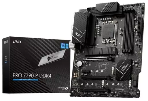 Материнская плата ATX MSI PRO Z790-P DDR4 (LGA1700, Z790, 4*DDR4 (5333), 6*SATA 6G RAID, 4*M.2, 4*PCIE, 2.5Glan, HDMI, DP, USB Type-C, 3*USB 3.2, 4*US