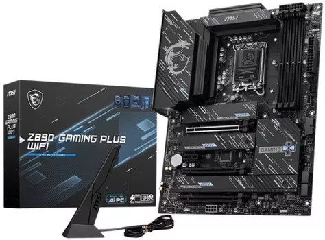 Материнская плата ATX MSI Z890 GAMING PLUS WIFI (LGA1851, Z890, 4*DDR5, 3*PCIe, 4*M.2, 4*SATA, WiFi, BT, 8*USB 2.0, 2*USB Type-C, HDMI)