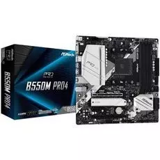 Материнская плата mATX ASRock B550M PRO4 (AM4, AMD B550, 4*DDR4(4733+), 6*SATA 6G RAID, 2*M.2, 3*PCIE, 7.1CH, Glan ,9*USB 3.2/USB Type-C, D-SUB/HDMI/D