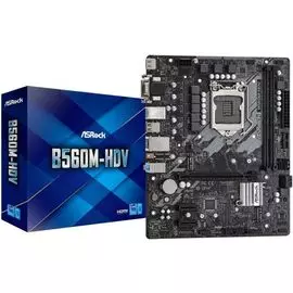 Материнская плата mATX ASRock B560M-HDV (LGA1200, B560, 2*DDR4(5000), 4*SATA 6G, 2*M.2, 3*PCIE, 7.1CH, Glan, D-Sub, HDMI, DVI-D, 6*USB 3.2)