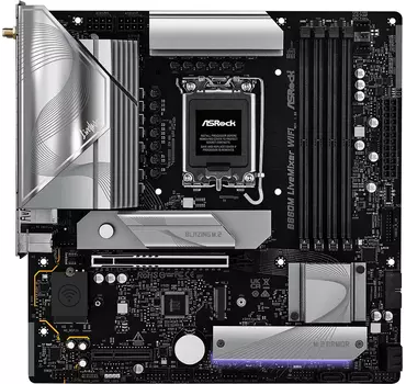 Материнская плата mATX ASRock B860M LIVEMIXER WIFI (LGA1851, B860, 4*DDR5 (8666), PCIe, 4*M.2, 4*SATA, BT, WiFi, 6*USB 3.2, 6*USB 2.0, HDMI)