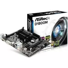 Материнская плата mATX ASRock D1800M Intel Celeron J1800 2.4GHz (2*DDR3 (1333),GLan,2*SATA,5.1CH,PCI-E x16,PCI-Ex1,D-Sub/DVI/HDMI) RTL