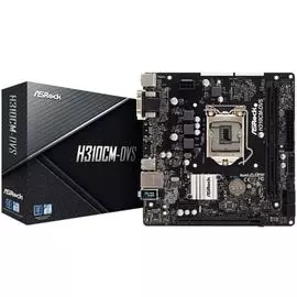 Материнская плата mATX ASRock H310CM-DVS (УЦЕНЕННЫЙ) LGA1151v2,H310,2*DDR4(2666),4*SATA 6G RAID,2*PCI-E,7.1CH,GLan,4*USB 3.1,D-Sub/DVI-D RTL, Б/У, ИЗ