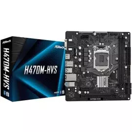 Материнская плата mATX ASRock H470M-HVS (LGA1200, H470, 2*DDR4(2933), 4*SATA 6G RAID, 2*PCIE, 7.1CH, Glan, D-Sub, HDMI, 4*USB 3.2)