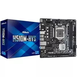 Материнская плата mATX ASRock H510M-HVS (LGA1200, H510, 2*DDR4(3200), 4*SATA 6G RAID, 2*PCIE, 7.1CH, Glan, D-Sub, HDMI, 4*USB 3.2)