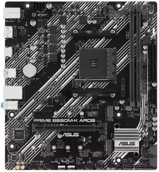 Материнская плата mATX ASUS PRIME B550M-K ARGB (AM4, AMD B550, 2*DDR4 (5100), 4*SATA 6G RAID, 2*M.2, 3*PCIE, Glan, HDMI, DP, 4*USB 3.2, 2*USB 2.0)