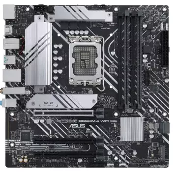Материнская плата mATX ASUS PRIME B660M-A WIFI D4 90MB1AE0-M1EAY0 (LGA1700, B660, 4*DDR4 (5333), 4*SATA 6G RAID, 2*M.2, 3*PCIE, Glan, WiFi, BT, 2*HDMI