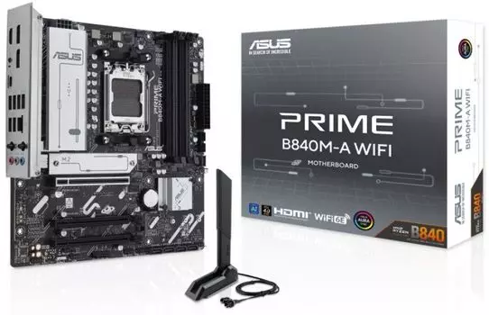 Материнская плата mATX ASUS PRIME B840M-A WIFI 90MB1J20-M0EAY0 (AM5, AMD B840, 4*DDR5, 4*SATA, 3*M.2, WiFi, BT, 2*USB 3.2, 4*USB 2.0, USB Type-C, 4*PC