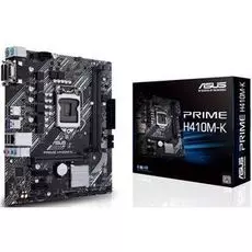 Материнская плата mATX ASUS PRIME H410M-K (LGA1200, H410, 2*DDR4(2933), 4*SATA 6G, 3*PCIE, 7.1CH, Glan, 4*USB 3.2, D-Sub, DVI-D) RTL