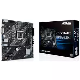Материнская плата mATX ASUS PRIME H410M-K R2.0 (LGA1200, H470, 2*DDR4(2933), 4*SATA 6G RAID, M.2, 3*PCIE, 7.1CH, Glan, 5*USB 3.2, DVI-D/HDMI)