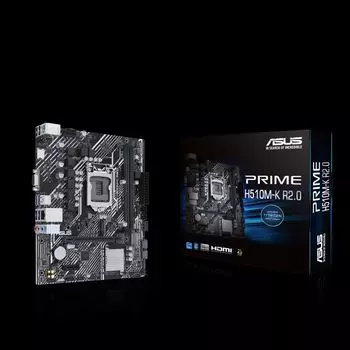 Материнская плата mATX ASUS PRIME H510M-K R2.0 90MB1E80-M0EAY0 (LGA1200, H470, 2*DDR4(3200), 4*SATA3, M2, Audio, Gb LAN, USB 3.2, USB 2.0, VGA, HDMI)