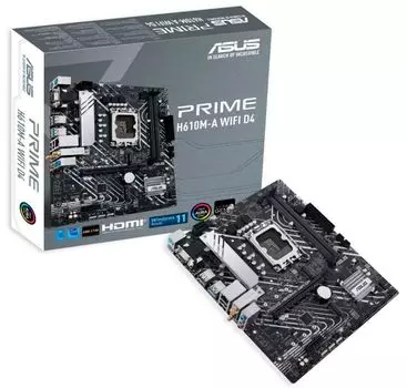 Материнская плата D4 ASUS PRIME H610M-A WIFI D4, LGA1700, B610, 2*DDR4, D-sub+DP+HDMI, SATA 6.0, M.2, USB 3.2*2, USB 2.0*2, mATX; 90MB1C80-M0EAY0