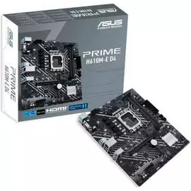 Материнская плата mATX ASUS PRIME H610M-E D4 90MB19N0-M0EAY0 (LGA1700, H610, 2*DDR4(3200), 4*SATA 6G, 2*M.2, 2*PCIE, 7.1CH, Glan, 2*USB 3.2, 2*USB 2.0
