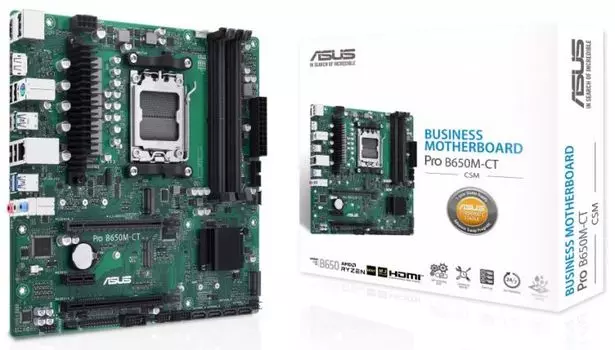 Материнская плата mATX ASUS PRO B650M-CT-CSM (AM5, AMD B650, 4*DDR5(6400), 4*SATA3, Audio, Gb LAN, USB 3.2, USB 2.0, DP, HDMI)