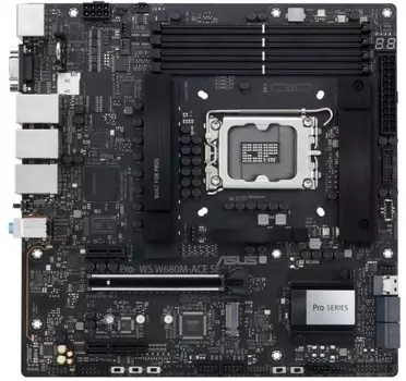 Материнская плата mATX ASUS PRO WS W680M-ACE SE 90MB1FA0-M0EAY0 (LGA1700, W680, 4*DDR5 (6400), 4*SATA 6G RAID, 2*M.2, 3*PCIE, 2*2.5Glan, Glan, HDMI, V