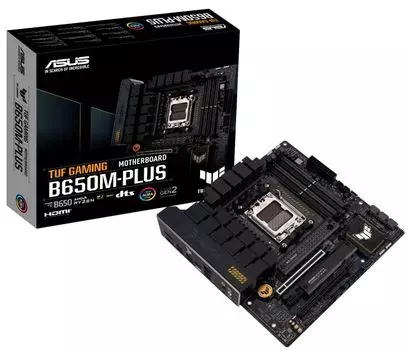 Материнская плата mATX ASUS TUF GAMING B650M-PLUS (AM5, AMD B650, 4*DDR5 (6400), 4*SATA 6G RAID, 2*M.2, 3*PCIE, 2.5Glan, HDMI, DP, USB Type-C, 3*USB 3