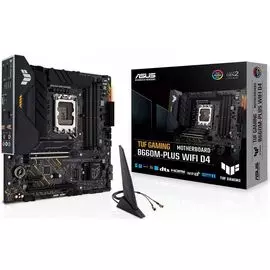 Материнская плата mATX ASUS TUF GAMING B660M-PLUS WIFI D4 (LGA1700, B660, 4*DDR4(5333), 4*SATA 6G RAID, 3*M.2, 4*PCIE, 7.1CH, 2.5Glan, WiFi, BT, USB T