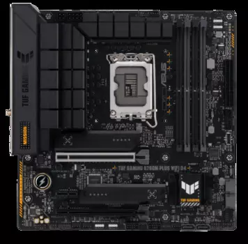 Материнская плата mATX ASUS TUF GAMING B760M-PLUS WIFI D4 (LGA1700, B760, 4*DDR4 (5333), 4*SATA 6G RAID, 2*M.2, 3*PCIE, 2.5Glan, WiFi, BT, HDMI, DP, U