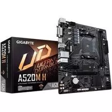 Материнская плата mATX GIGABYTE A520M H (AM4, AMD A520, 2*DDR4(5000), 4*SATA 6G RAID, M.2, 3*PCIE, 7