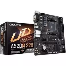 Материнская плата mATX GIGABYTE A520M S2H (AM4, AMD A520, 2*DDR4(5000), 4*SATA 6G RAID, M.2, 3*PCIE, 7.1CH, Glan, 6*USB 3.2 ,D-Sub/DVI-D/HDMI) RTL