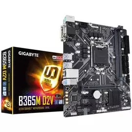 Материнская плата mATX GIGABYTE B365M D2V (УЦЕНЕННЫЙ) (LGA1151v2,2*DDR4(2666),6*SATA 6G RAID,M.2,3*PCI-E,7.1CH,Glan,6*USB3.1/D-Sub/DVI-D) RTL, ИЗ РЕМО
