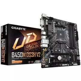 Материнская плата mATX GIGABYTE B450M DS3H V2 (УЦЕНЕННЫЙ) (AM4, AMD B450, 4*DDR4(3600), 4*SATA 6G RAID, M.2, 3*PCIE, 7.1CH, Glan, 6*USB 3.2, DVI-D/HDM
