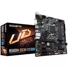 Материнская плата mATX GIGABYTE B560M DS3H V2 (LGA1200, B560, 4*DDR4(5333), 6*SATA 6G, 2*M.2, 3*PCIE, 7.1CH, Glan, USB Type-C, 3*USB 3.2, DVI-D/HDMI/D