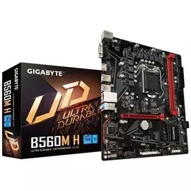 Материнская плата mATX GIGABYTE B560M H (LGA1200, B560, 2*DDR4(3200),4*SATA 6G, 2*M.2, 2*PCIE, 7.1CH, Glan, 6*USB 3.2) RTL