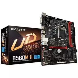 Материнская плата mATX GIGABYTE B560M H (УЦЕНЕННЫЙ) (LGA1200, B560, 2*DDR4(3200),4*SATA 6G, 2*M.2, 2*PCIE, 7.1CH, Glan, 6*USB 3.2) RTL ИЗ РЕМОНТА, НЕК
