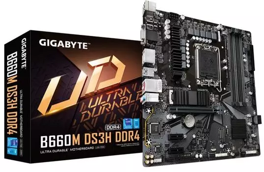 Материнская плата mATX GIGABYTE B660M DS3H DDR4 (УЦЕНЕННЫЙ) (LGA1700, B660, 4*DDR4(5333), 4*SATA 6G RAID, 3*M.2, 4*PCIE, 7.1CH, 2.5Glan, USB Type-C, 3