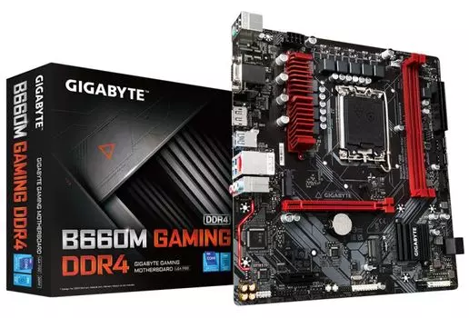 Материнская плата mATX GIGABYTE B660M GAMING DDR4 (УЦЕНЕННЫЙ) (LGA1700, B660, 2*DDR4(5333), 4*SATA 6G RAID, 2*M.2, 3*PCIE, 7.1CH, 2.5Glan, 5*USB 3.2,