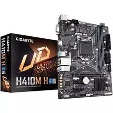 Материнская плата mATX GIGABYTE H410M H (LGA1200, H410, 2*DDR4(2933), 4*SATA 6G, M.2, 3*PCIE, 7.1CH, Glan, 4*USB 3.2, D-Sub/HDMI)
