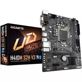 Материнская плата mATX GIGABYTE H410M S2H V3 (LGA1200, H510, 2*DDR4(2933), 4*SATA 6G, M.2, 2*PCIE, 7.1CH, Glan, 4*USB 3.2, D-Sub/DVI-D/HDMI)