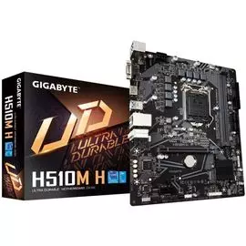 Материнская плата mATX GIGABYTE H510M H (УЦЕНЕННЫЙ) (LGA1200, H510, 2*DDR4(3200), 4*SATA 6G, M.2, 2*PCIE, 7.1CH, Glan, 4*USB 3.2, D-Sub, HDMI), ИЗ РЕМ